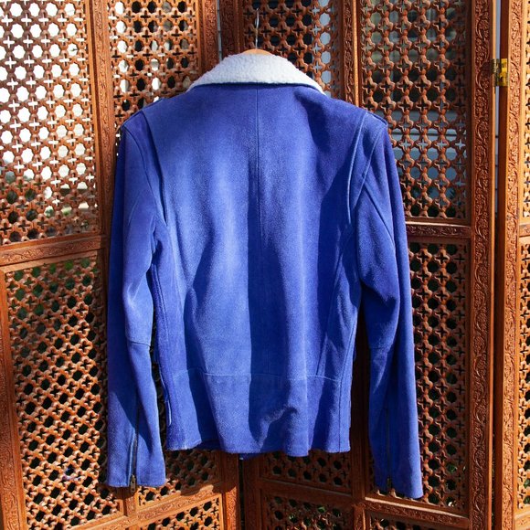Blue Suede Moto Jacket - Picture 5 of 8